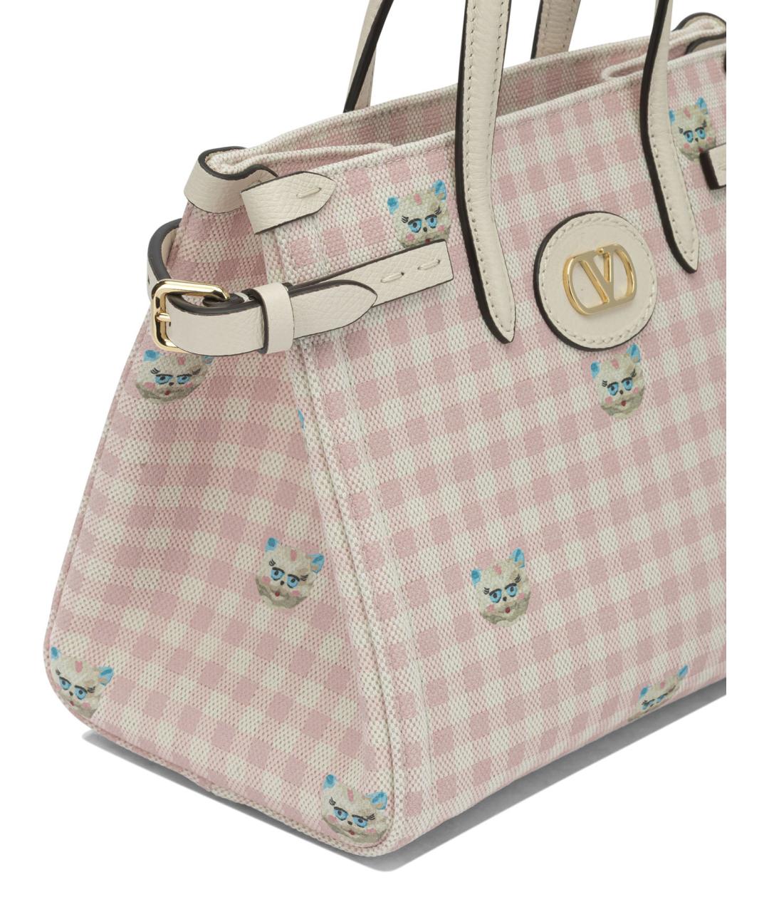 VALENTINO Розовая хлопковая сумка с короткими ручками, фото 4