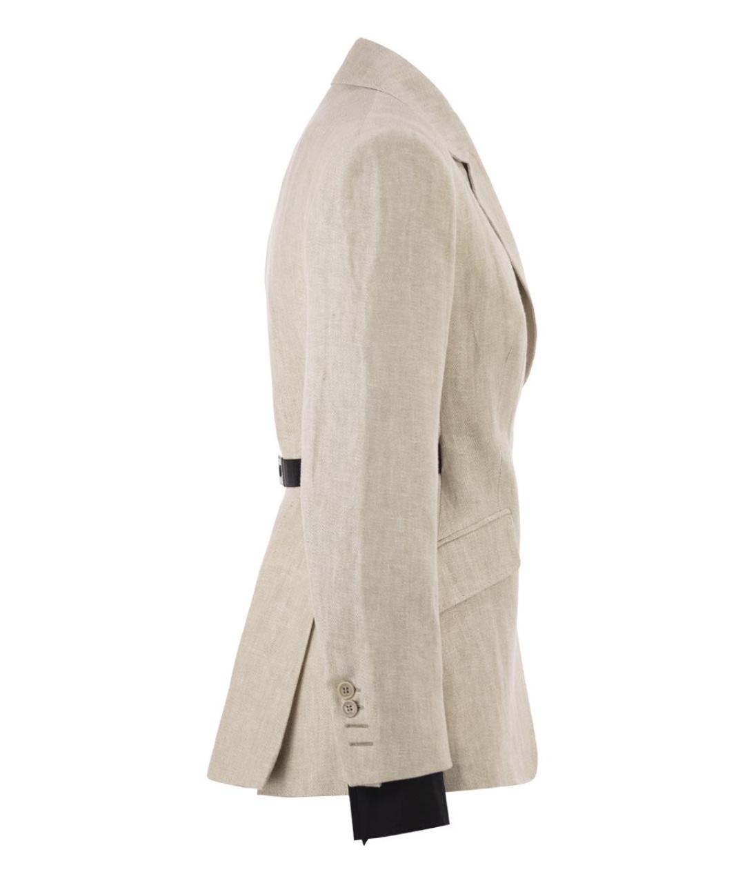 MAX MARA Бежевый льняной жакет/пиджак, фото 3