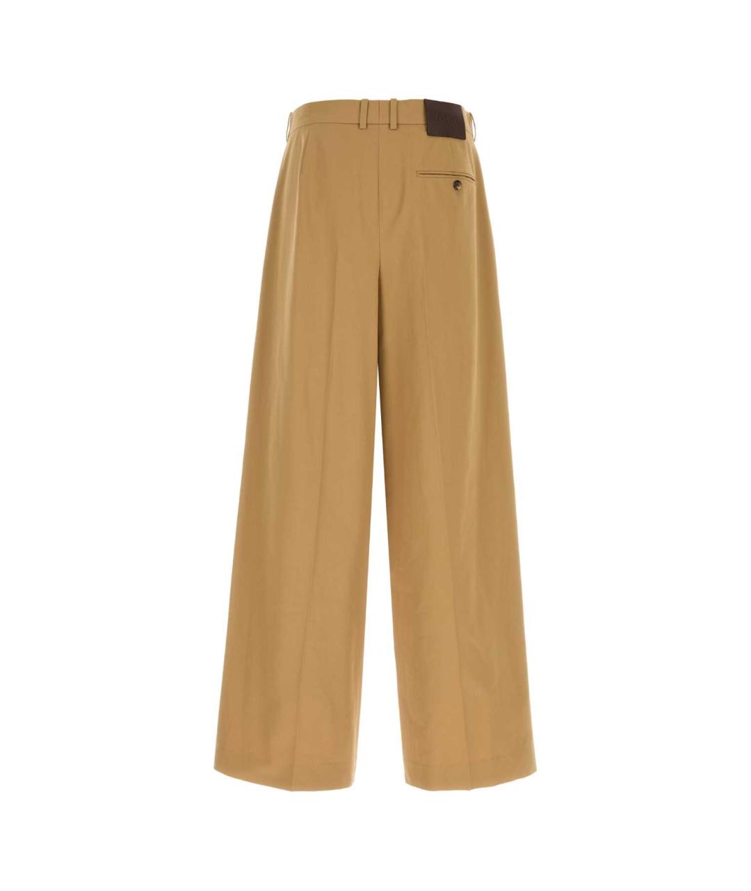 LOEWE Бежевые хлопковые повседневные брюки, фото 2