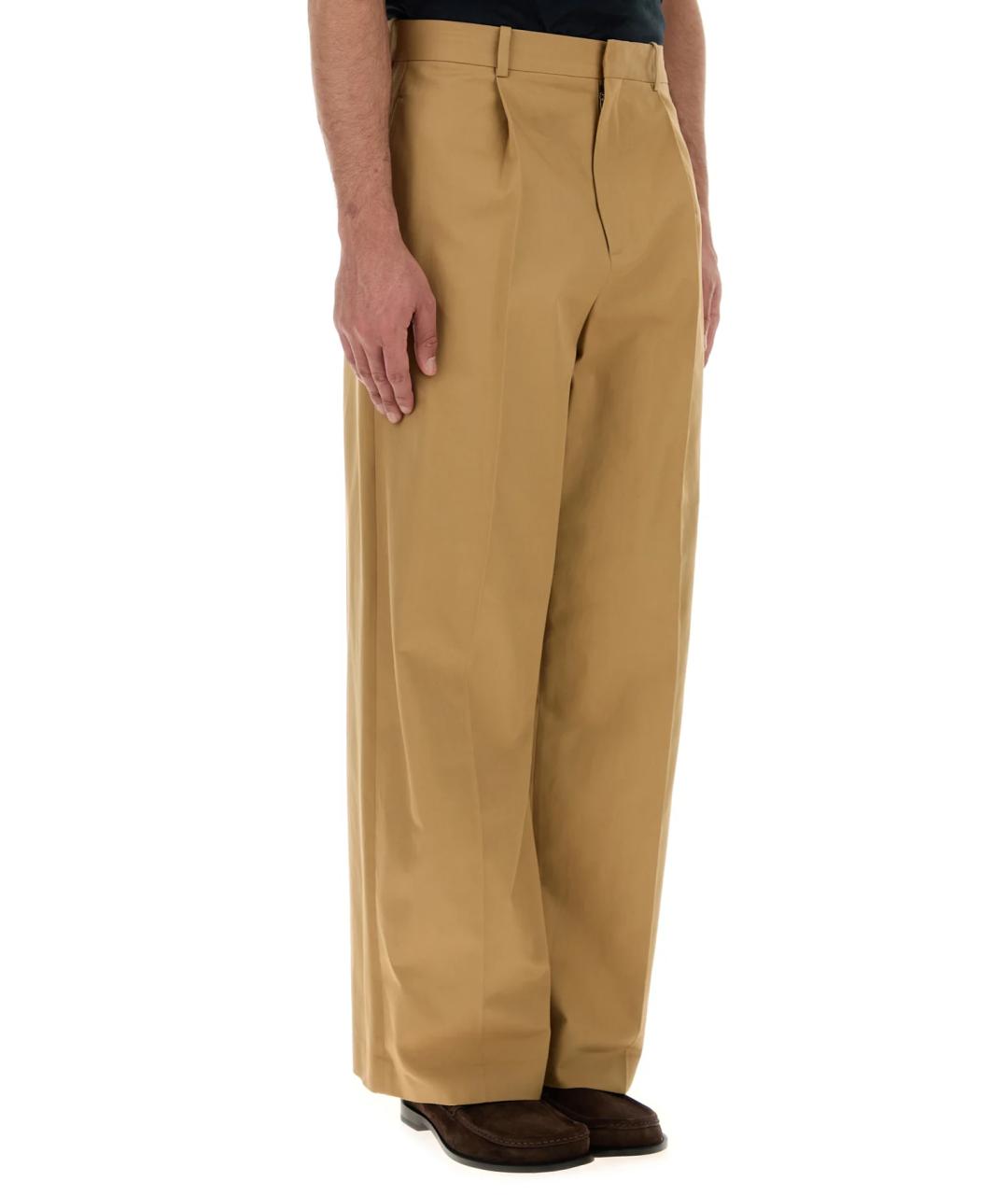 LOEWE Бежевые хлопковые повседневные брюки, фото 3