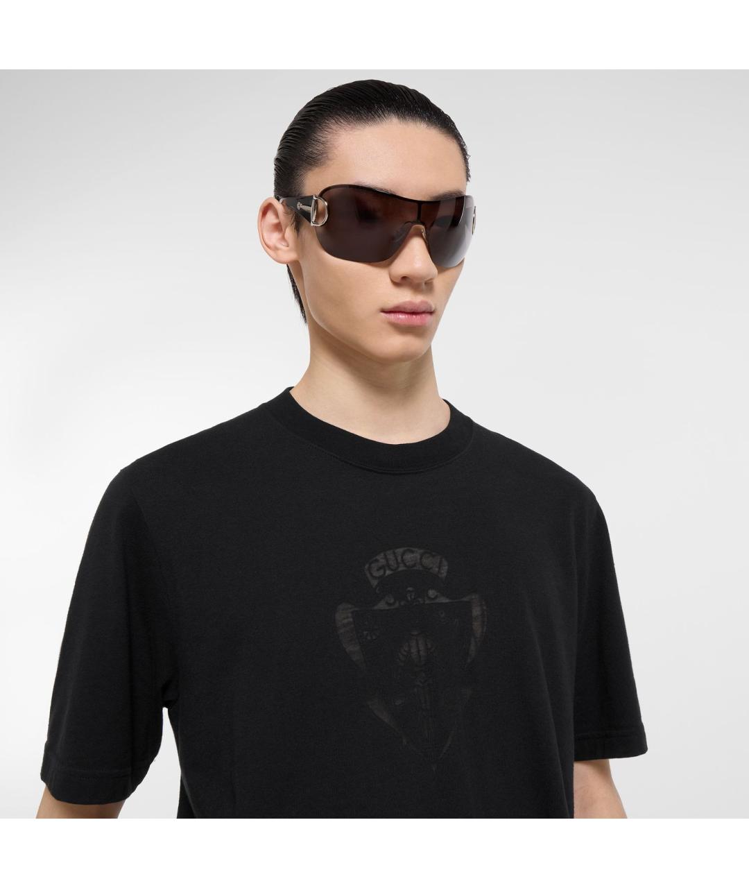 GUCCI Черная хлопковая футболка, фото 2