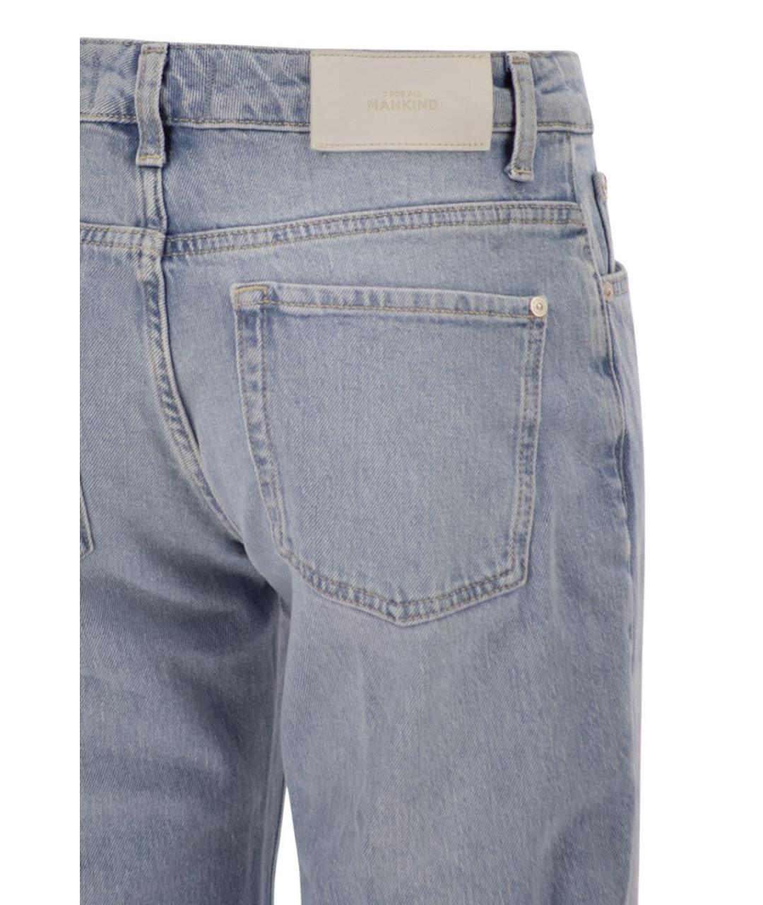 7 FOR ALL MANKIND Голубые хлопковые прямые джинсы, фото 4