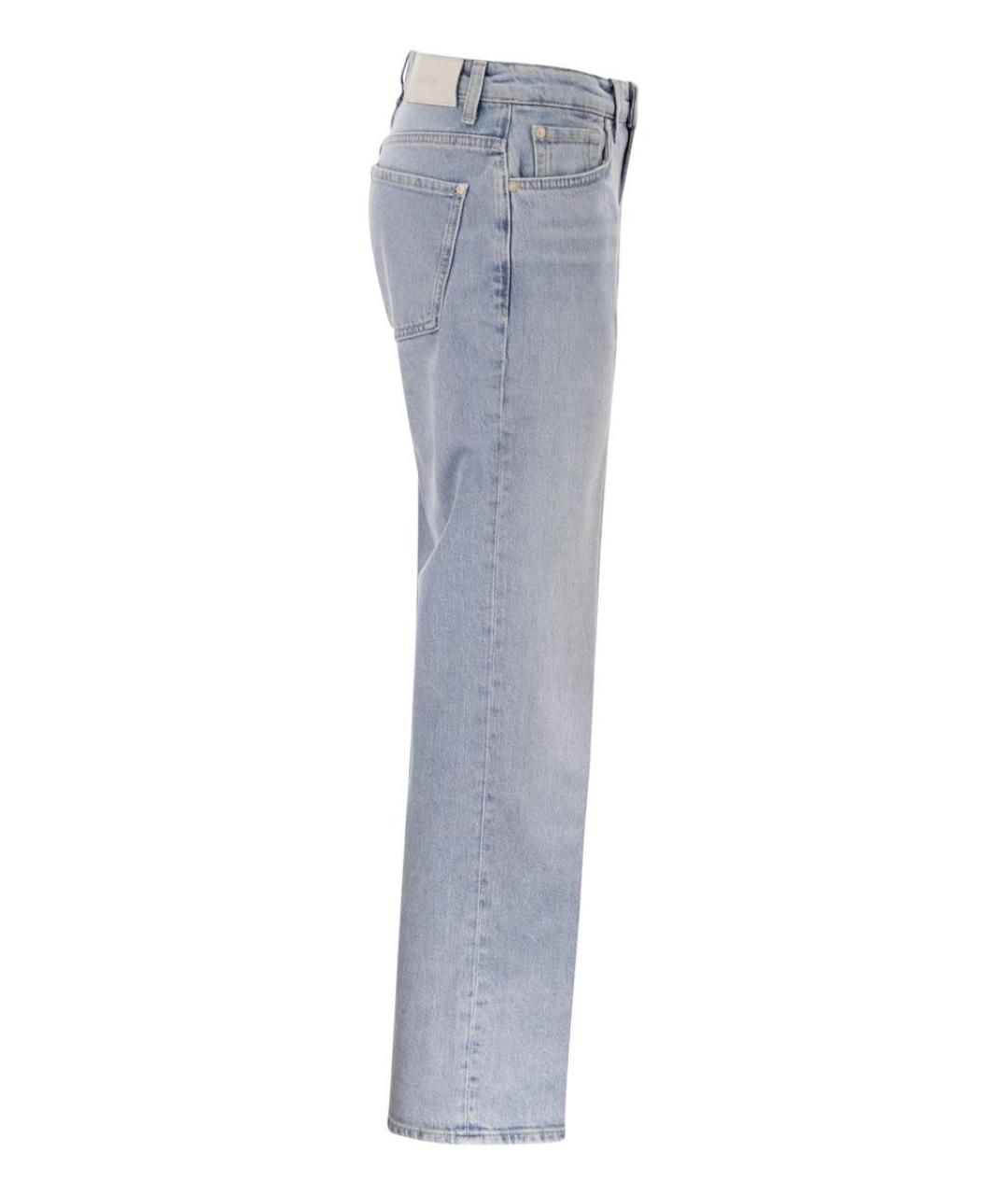 7 FOR ALL MANKIND Голубые хлопковые прямые джинсы, фото 3