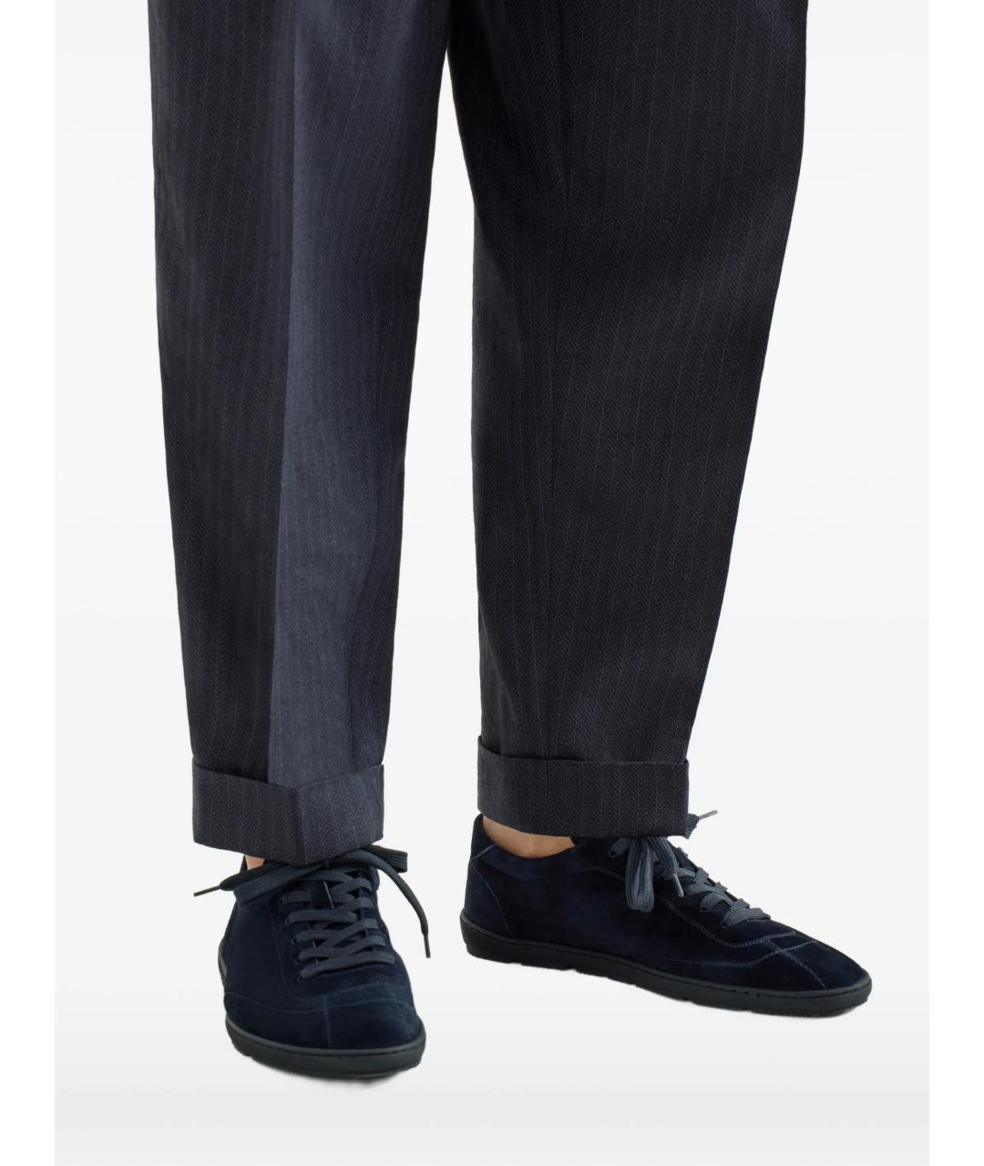 BRUNELLO CUCINELLI Синие замшевые низкие кроссовки / кеды, фото 3