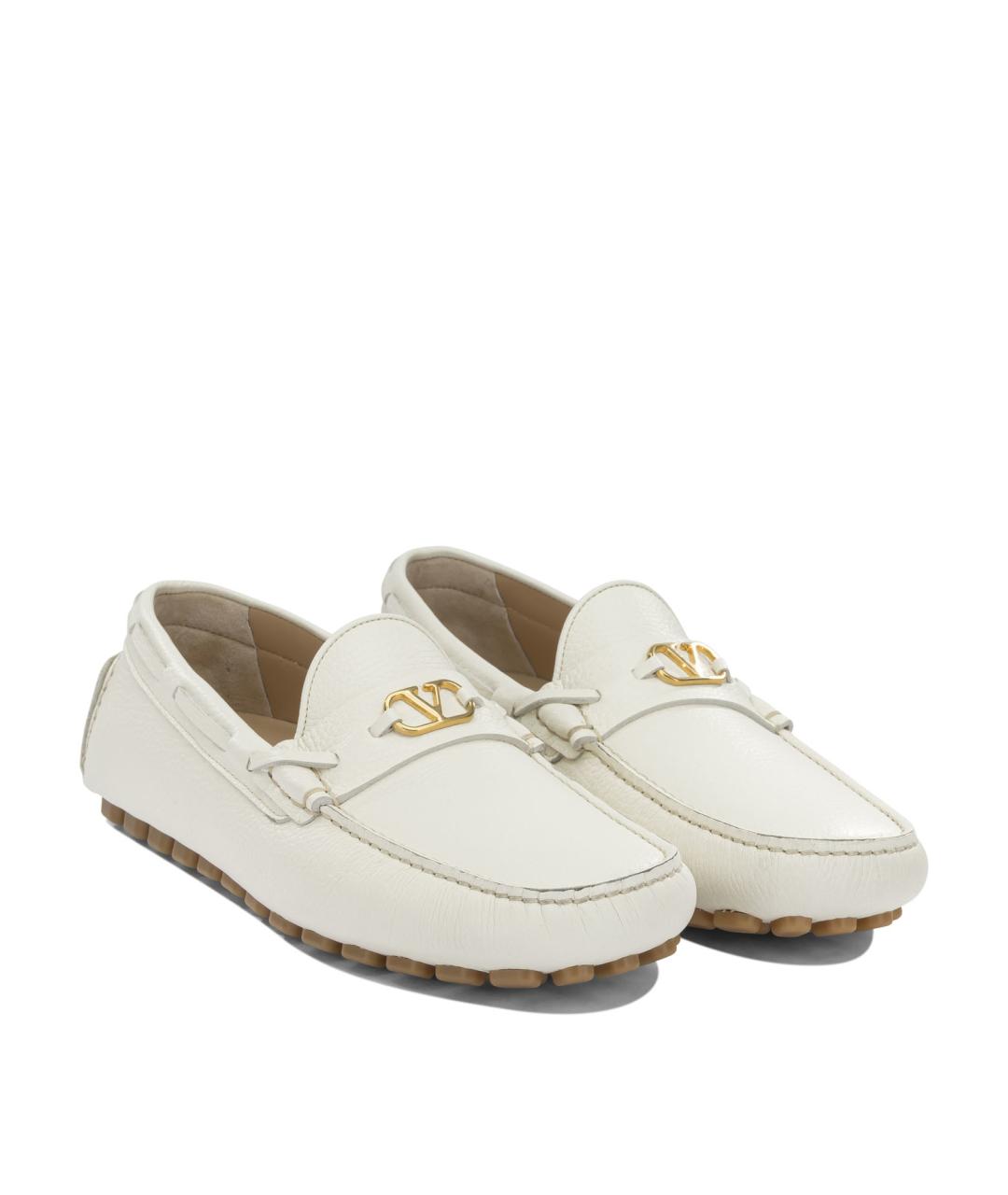 VALENTINO Белые кожаные мокасины, фото 2