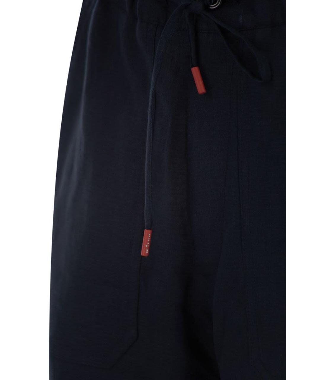 KITON Темно-синие льняные повседневные брюки, фото 4