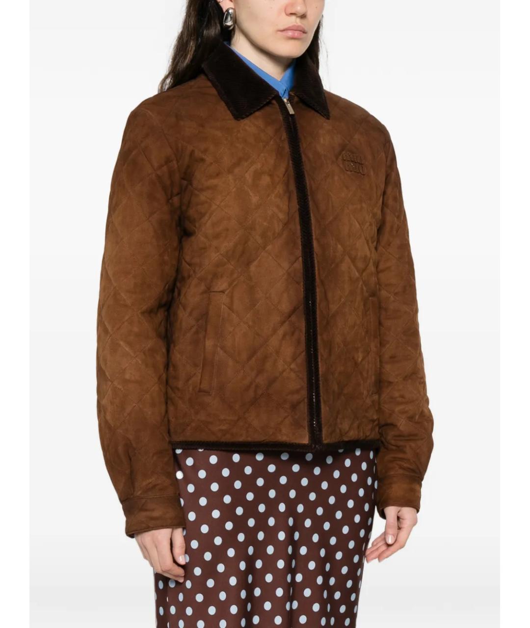 MIU MIU Коричневая замшевая куртка, фото 3
