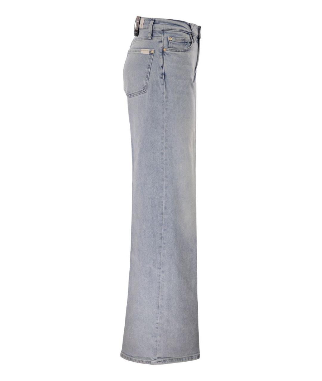 7 FOR ALL MANKIND Голубые хлопковые прямые джинсы, фото 3