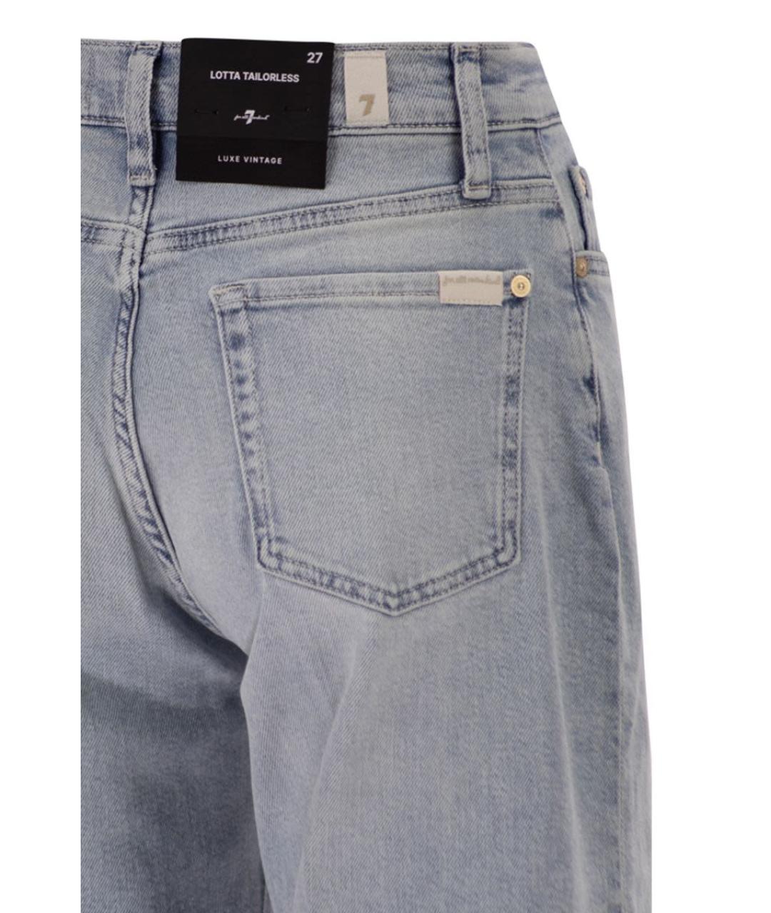 7 FOR ALL MANKIND Голубые хлопковые прямые джинсы, фото 4