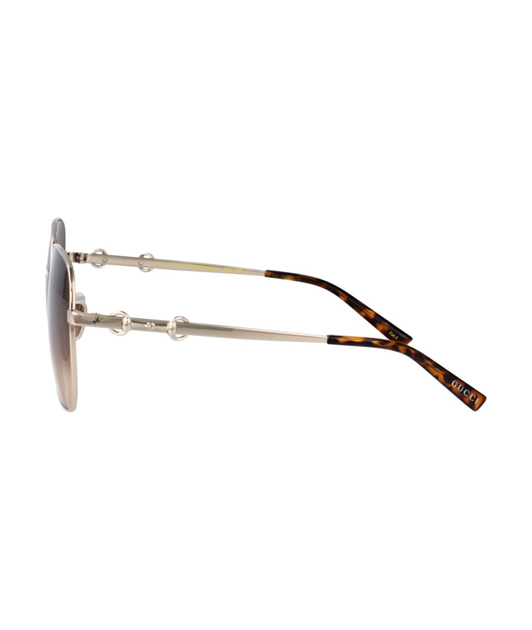 GUCCI Коричневые металлические солнцезащитные очки, фото 3