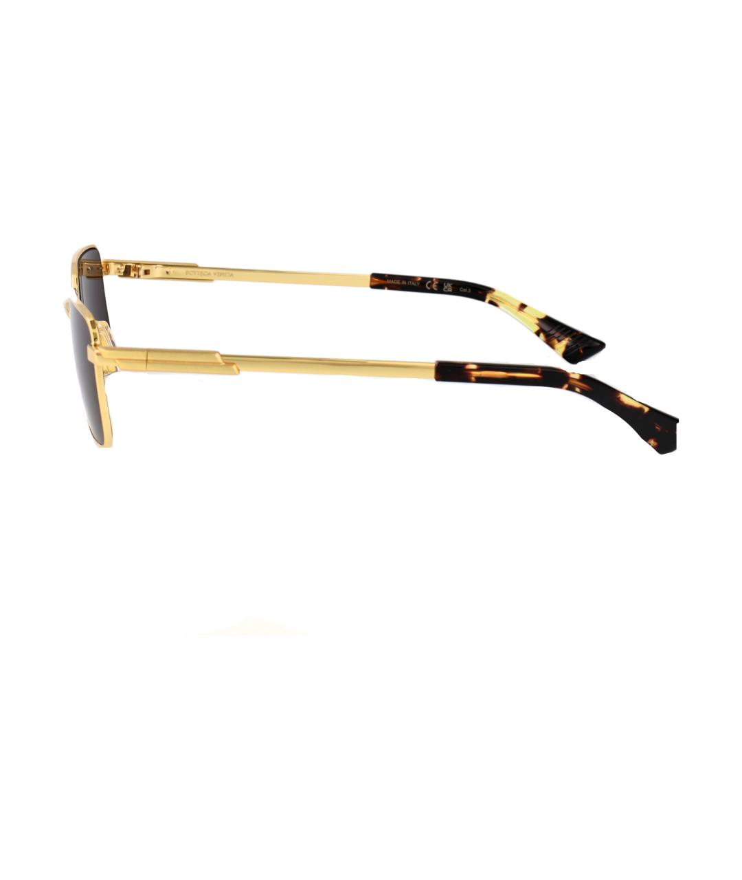 BOTTEGA VENETA Золотые металлические солнцезащитные очки, фото 3