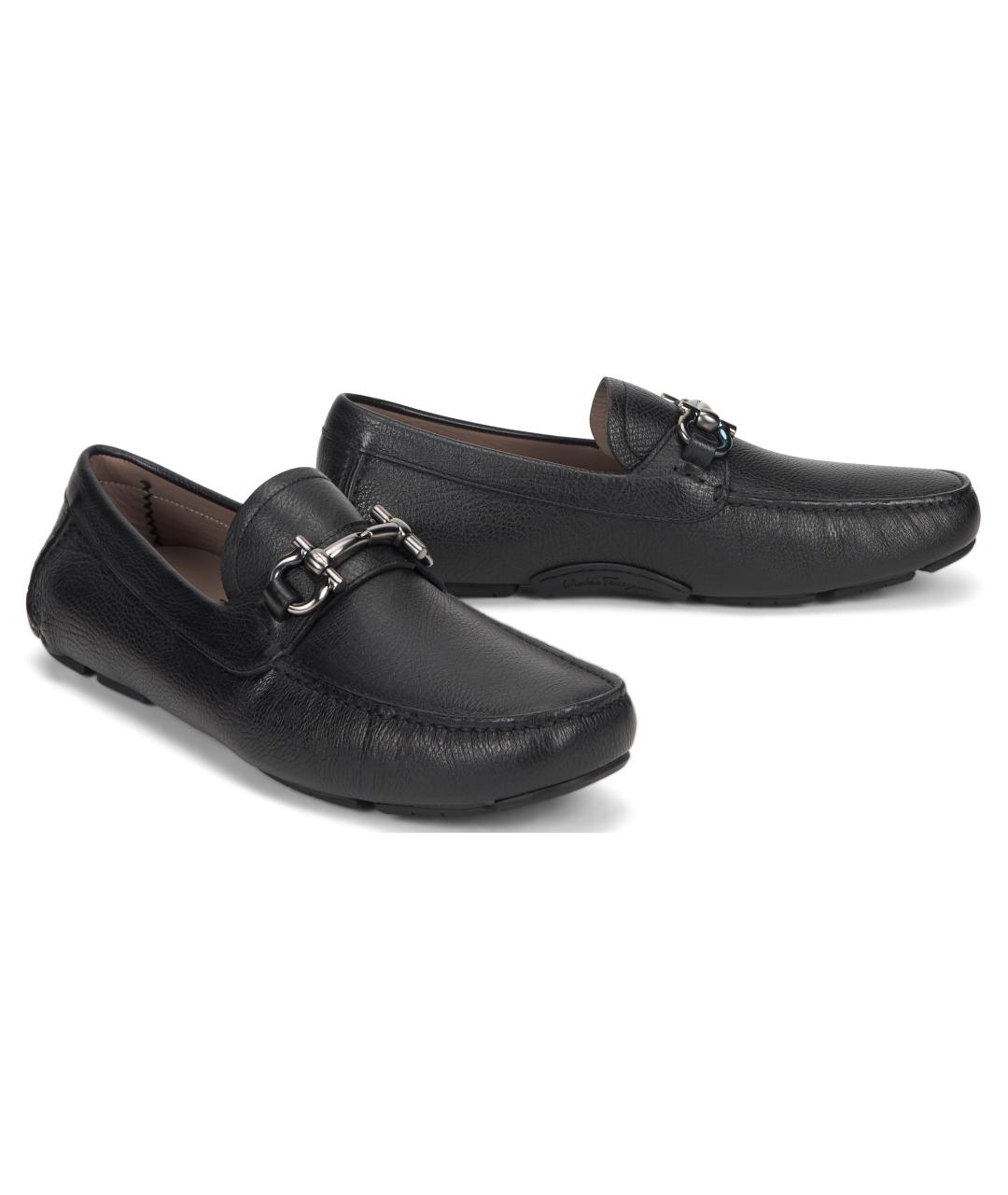 FERRAGAMO Черные кожаные лоферы, фото 3