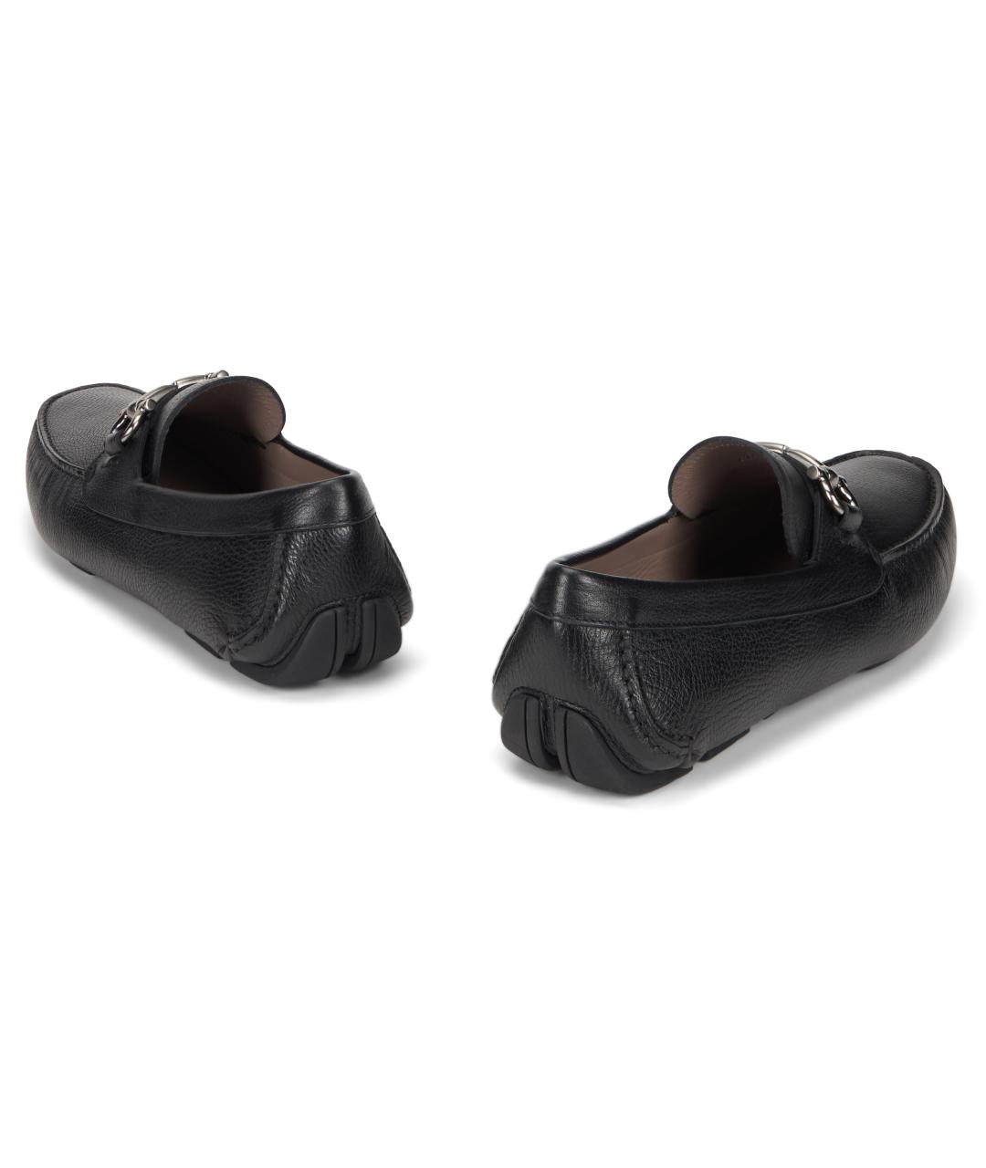 FERRAGAMO Черные кожаные лоферы, фото 4