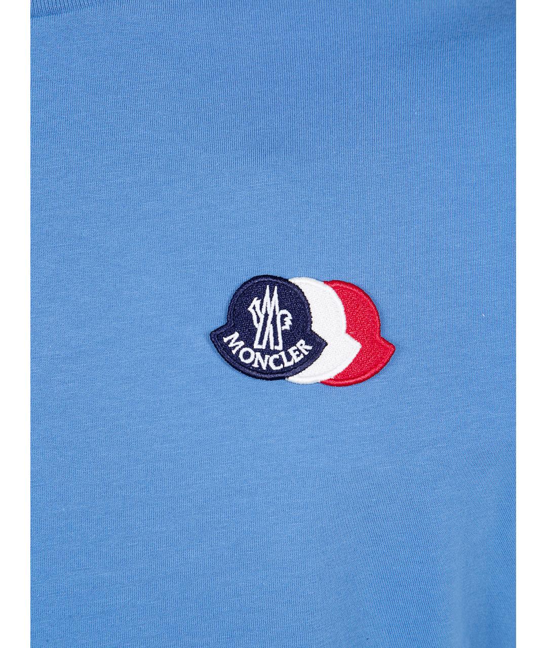 MONCLER Синяя хлопковая футболка, фото 3