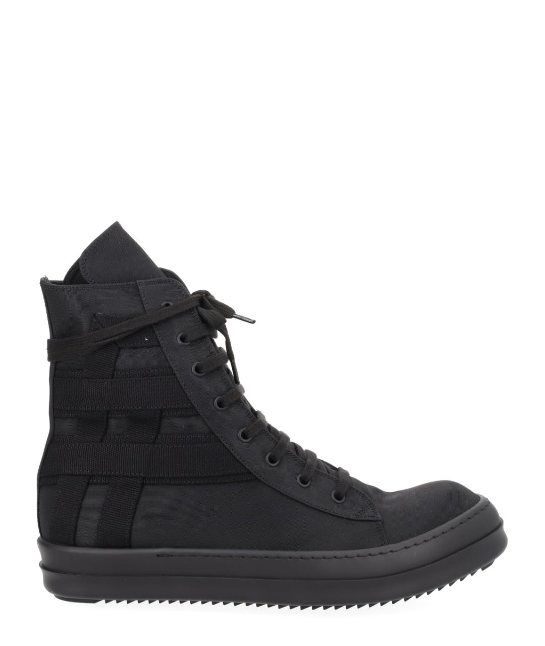 RICK OWENS DRKSHDW Черные текстильные высокие кроссовки / кеды, фото 1