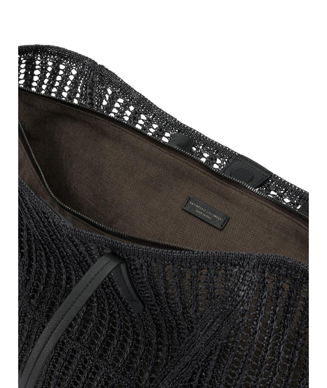 BRUNELLO CUCINELLI Черная пелетеная сумка тоут, фото 5