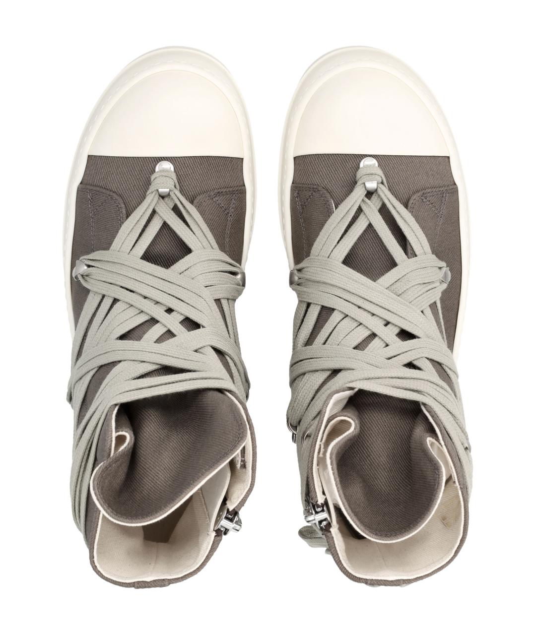 RICK OWENS DRKSHDW Коричневые текстильные высокие кроссовки / кеды, фото 2