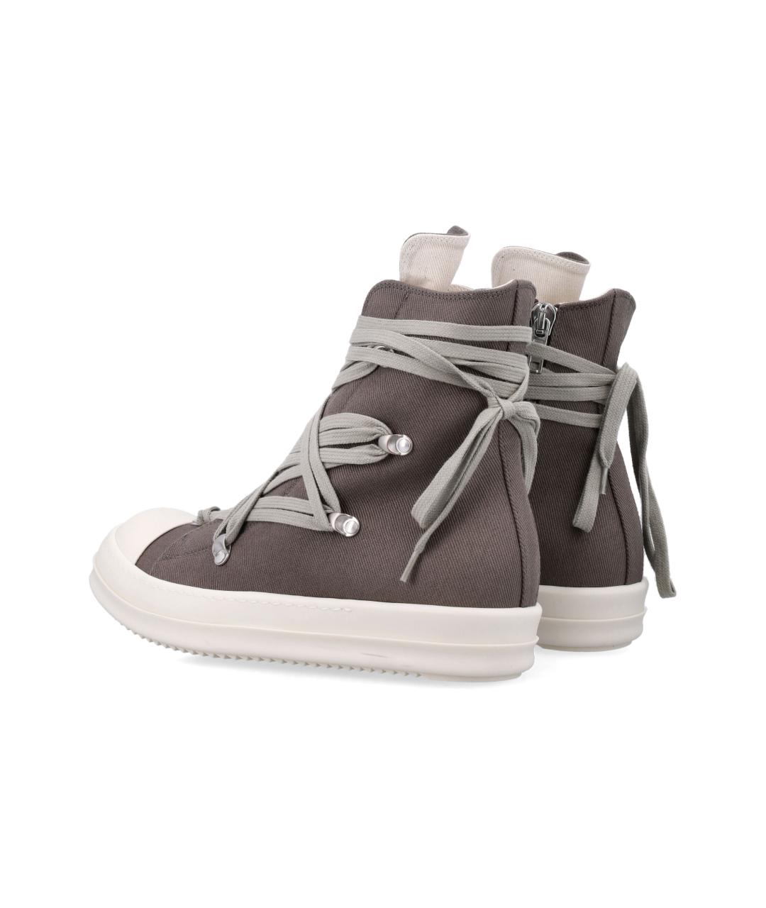 RICK OWENS DRKSHDW Коричневые текстильные высокие кроссовки / кеды, фото 4