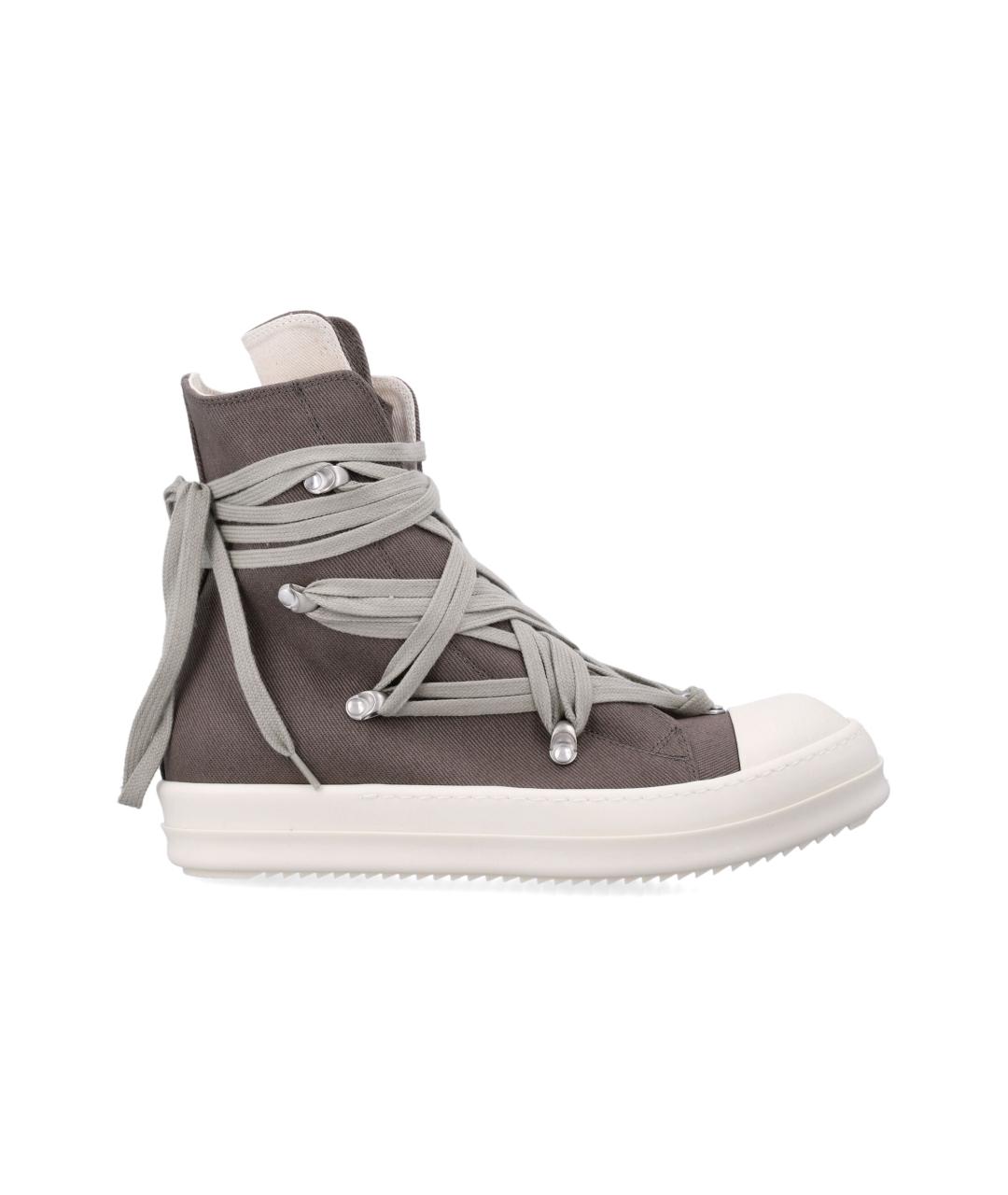 RICK OWENS DRKSHDW Коричневые текстильные высокие кроссовки / кеды, фото 1