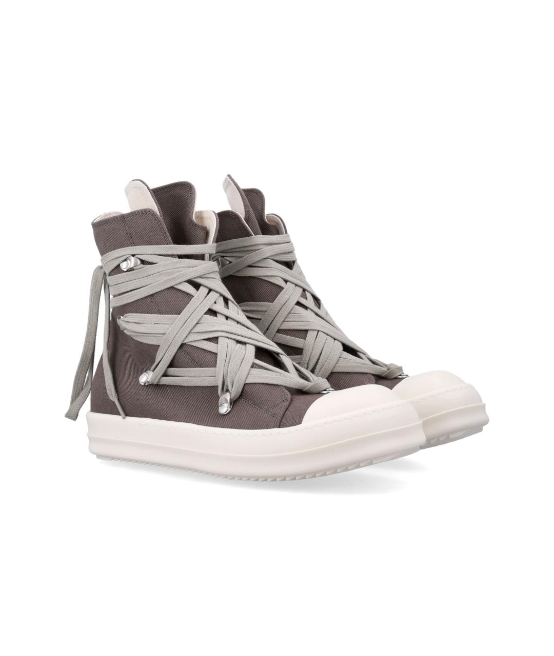 RICK OWENS DRKSHDW Коричневые текстильные высокие кроссовки / кеды, фото 3