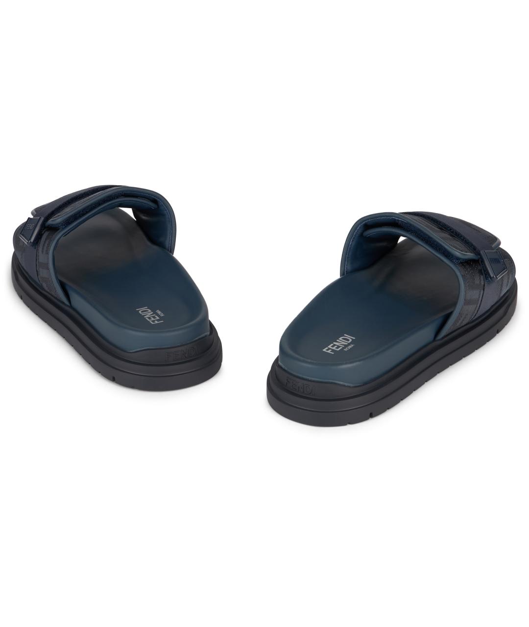 FENDI Синие кожаные сандалии, фото 4