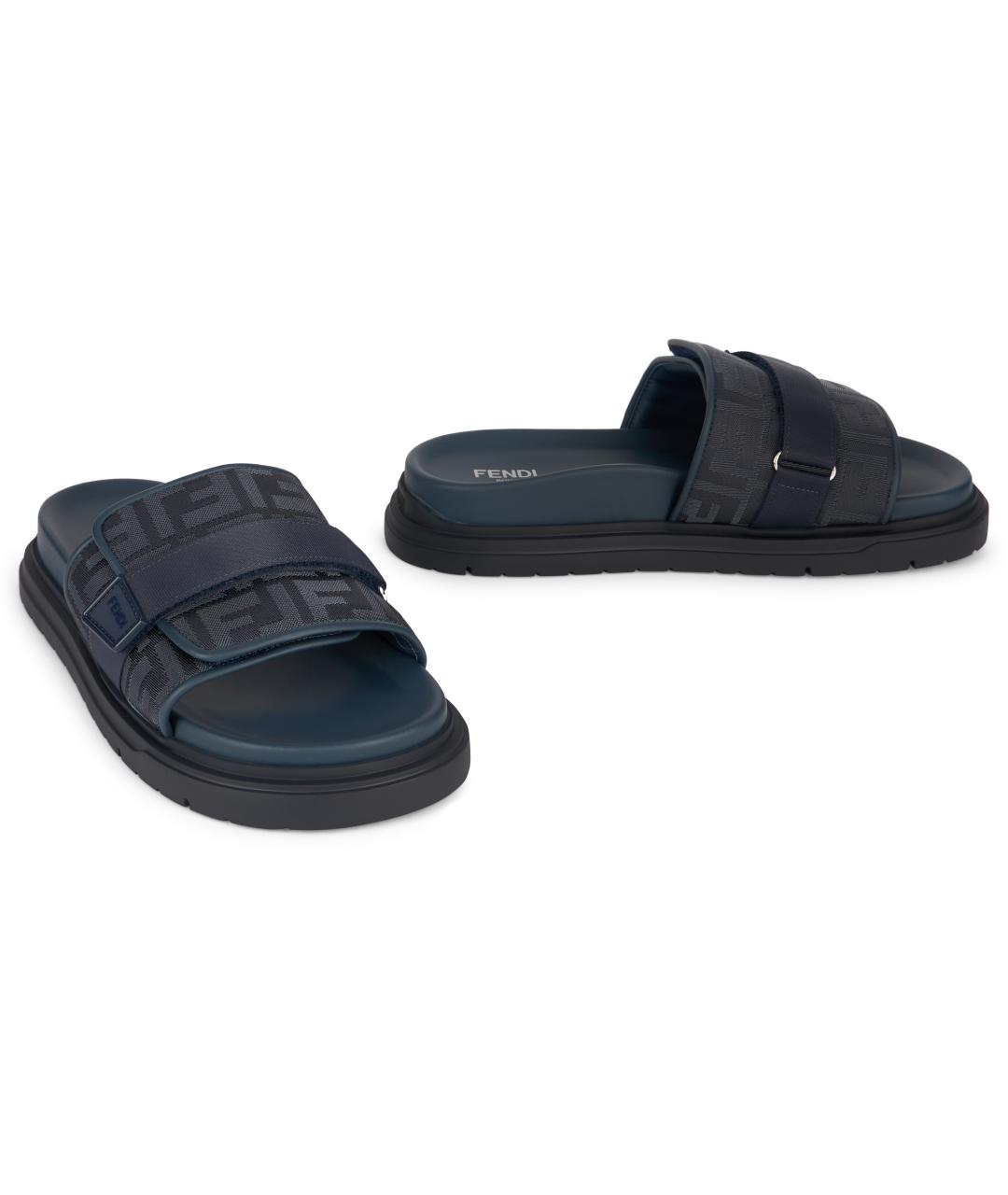 FENDI Синие кожаные сандалии, фото 3