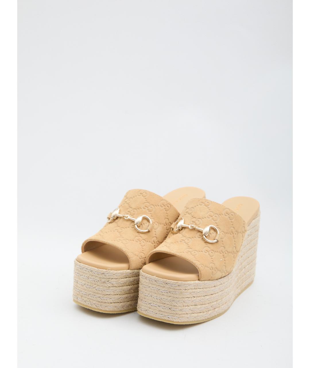 GUCCI Бежевые кожаные сабо, фото 2