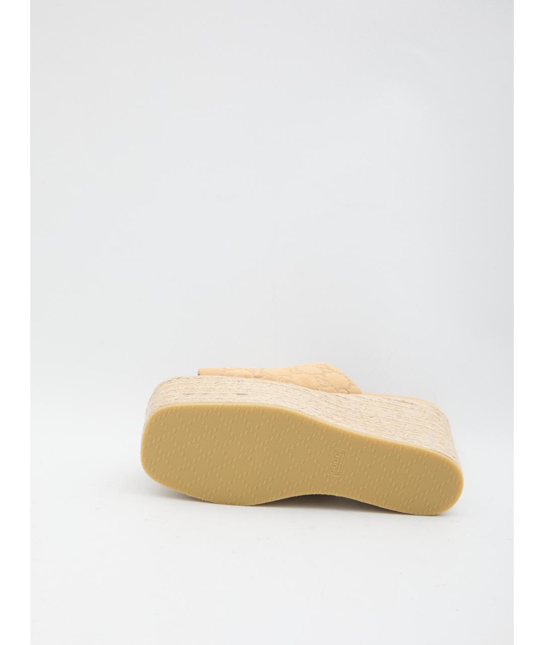 GUCCI Бежевые кожаные сабо, фото 4