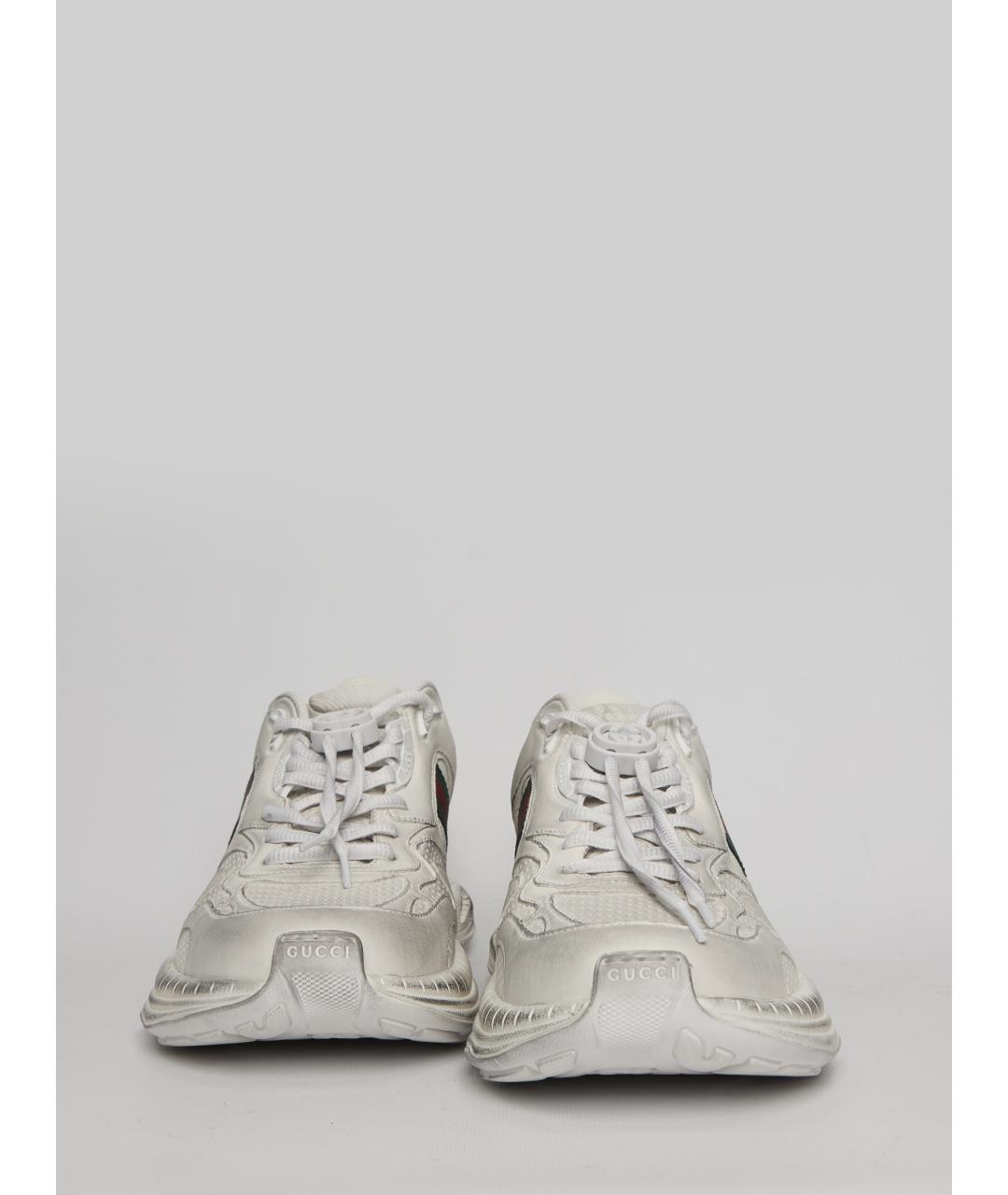 GUCCI Бежевые кожаные низкие кроссовки / кеды, фото 5