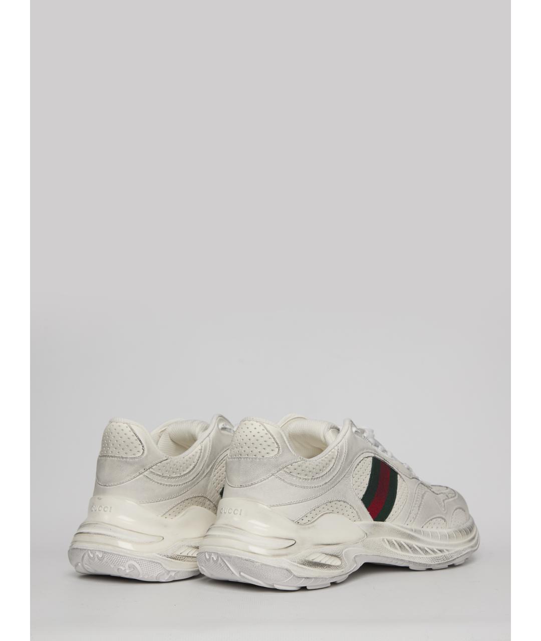 GUCCI Бежевые кожаные низкие кроссовки / кеды, фото 3