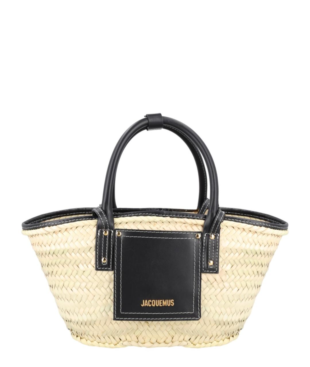 JACQUEMUS Черная пелетеная сумка с короткими ручками, фото 1