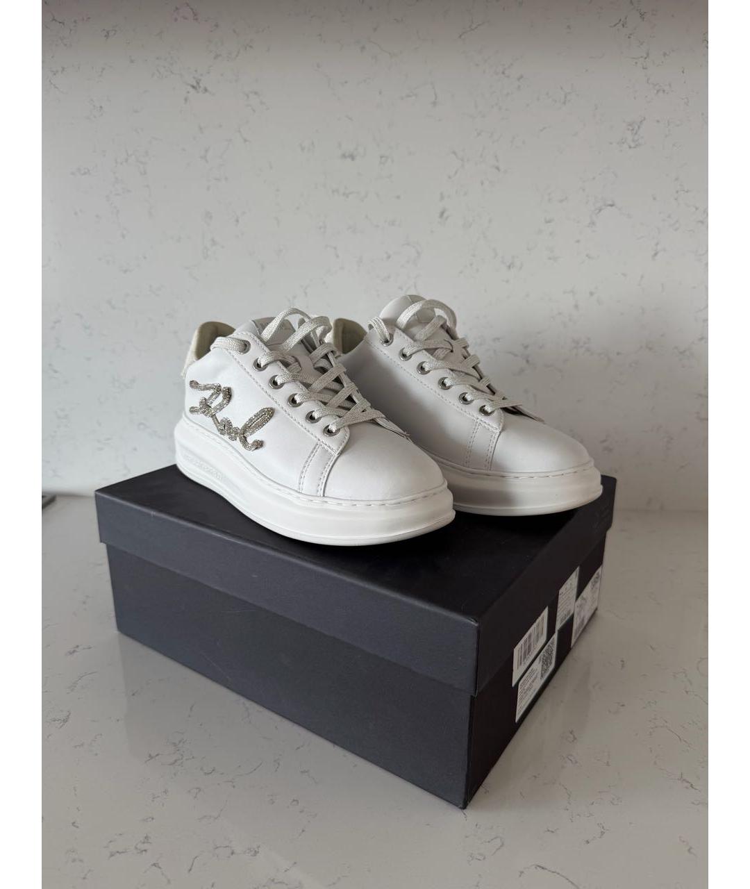 KARL LAGERFELD Белые кожаные кеды, фото 2