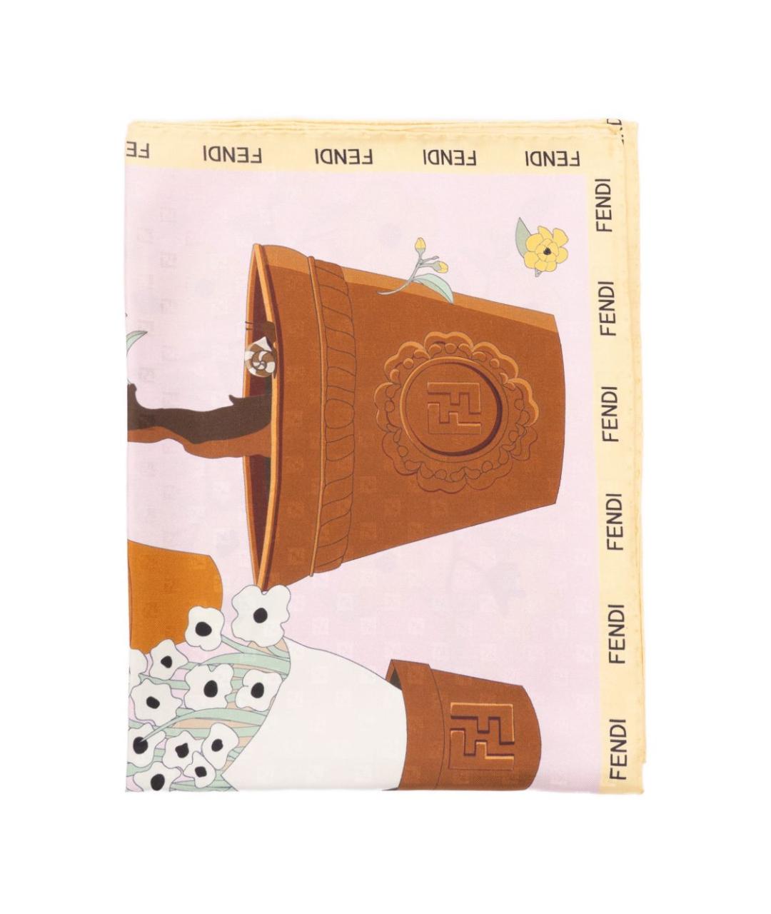 FENDI Розовый шелковый шарф, фото 1