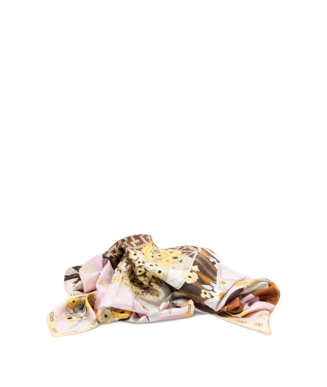 FENDI Розовый шелковый шарф, фото 2