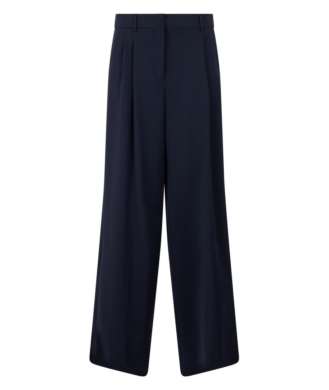 WEEKEND MAX MARA Синие шерстяные прямые брюки, фото 1