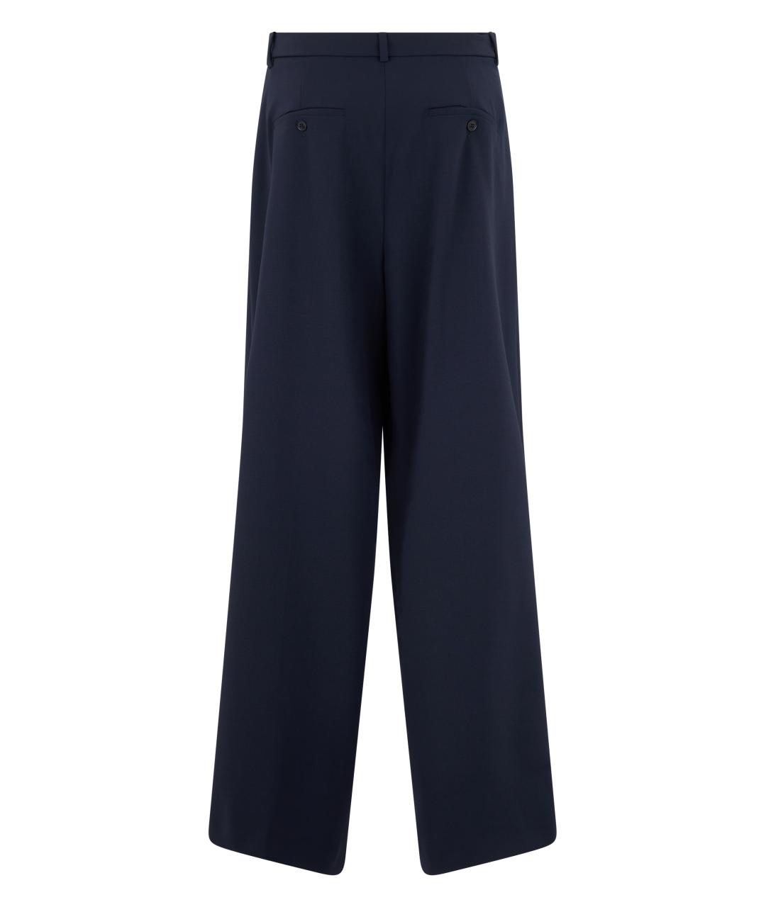 WEEKEND MAX MARA Синие шерстяные прямые брюки, фото 2