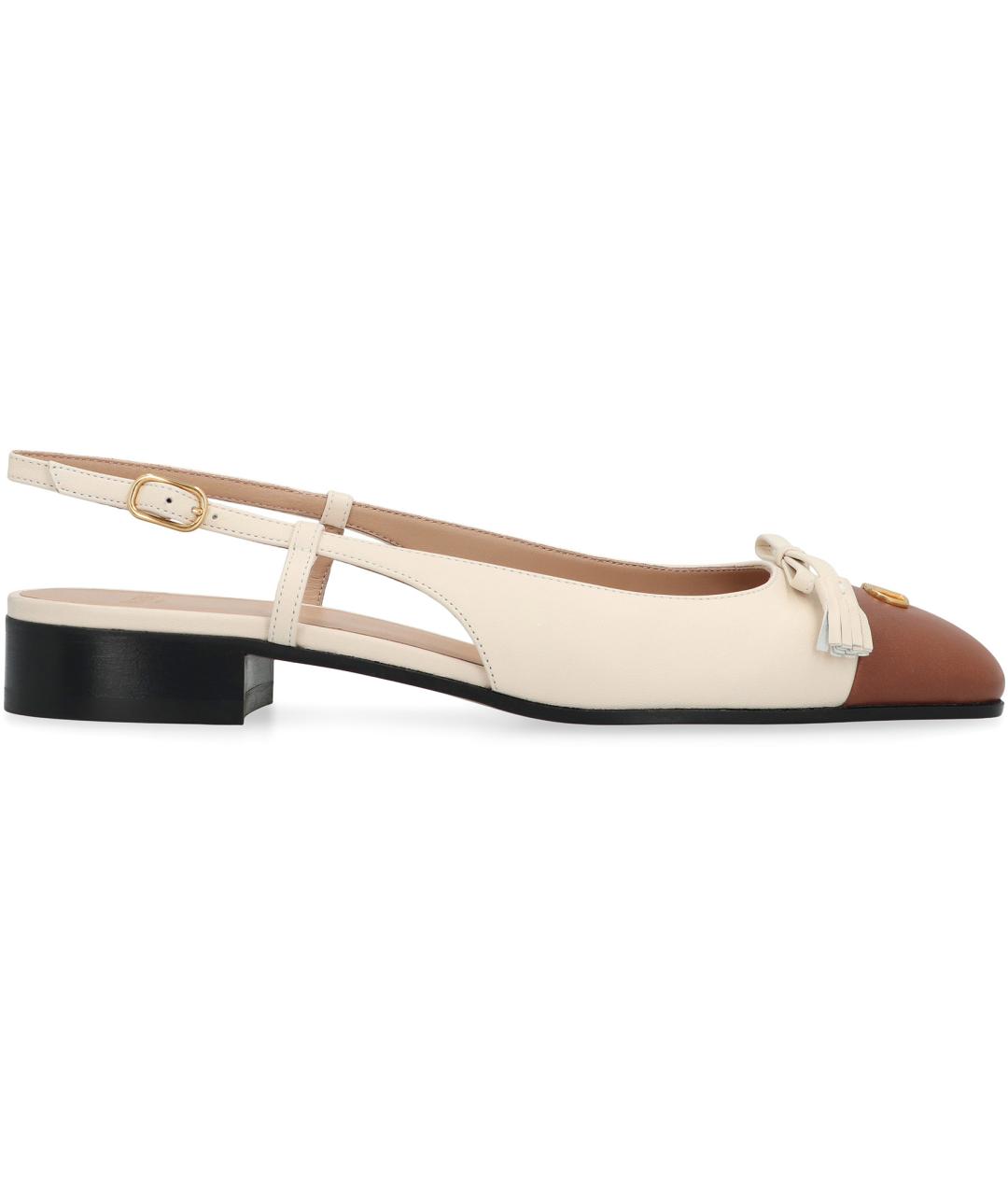 VALENTINO Бежевые кожаные балетки, фото 2