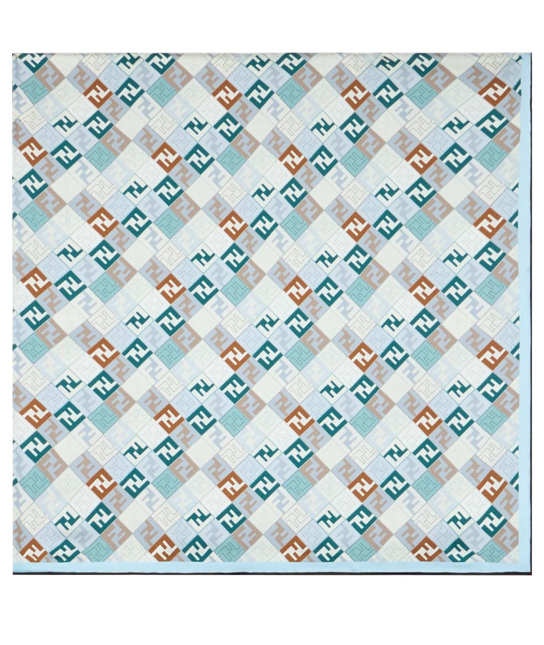 FENDI Голубой шелковый шарф, фото 2