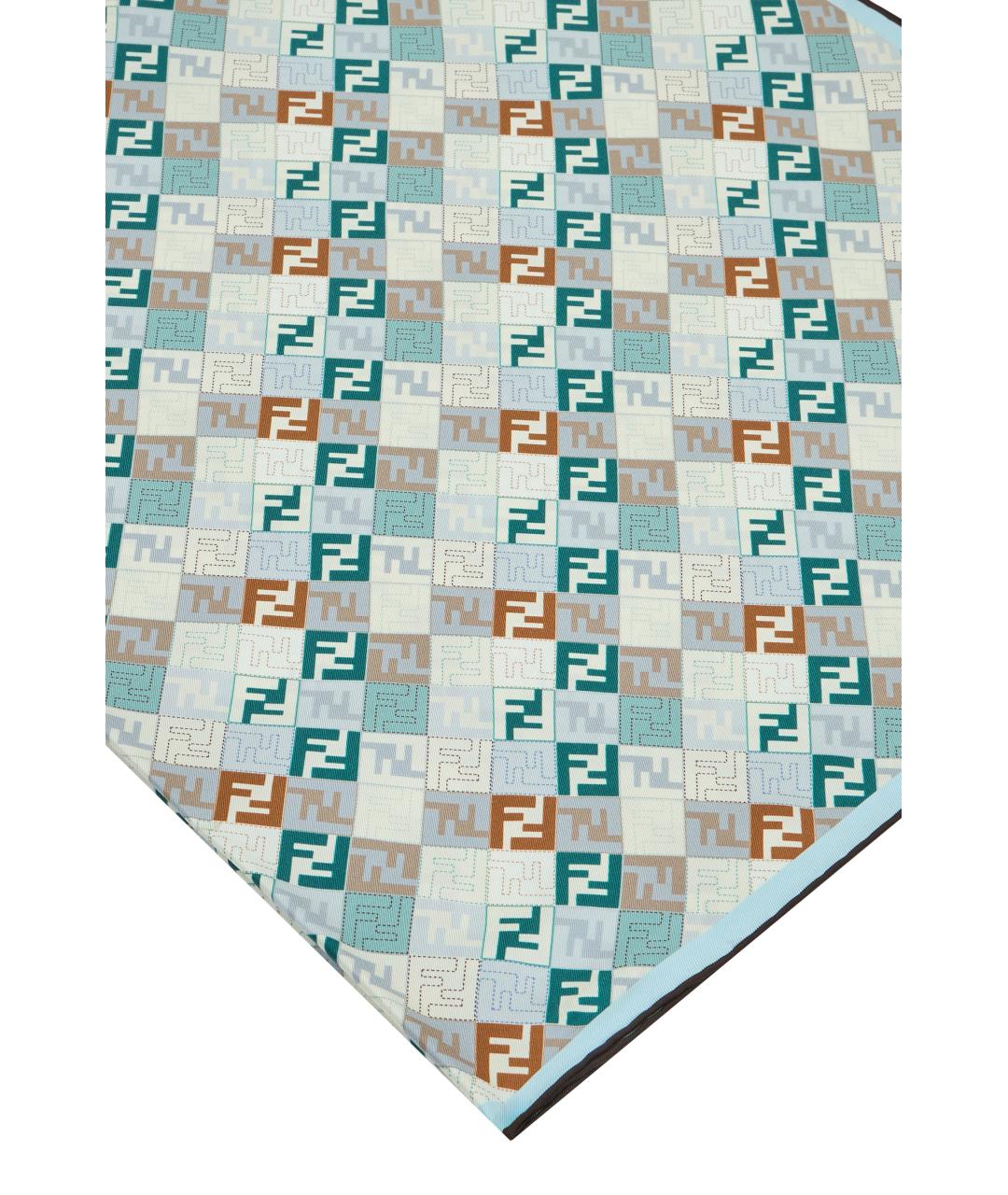 FENDI Голубой шелковый шарф, фото 3