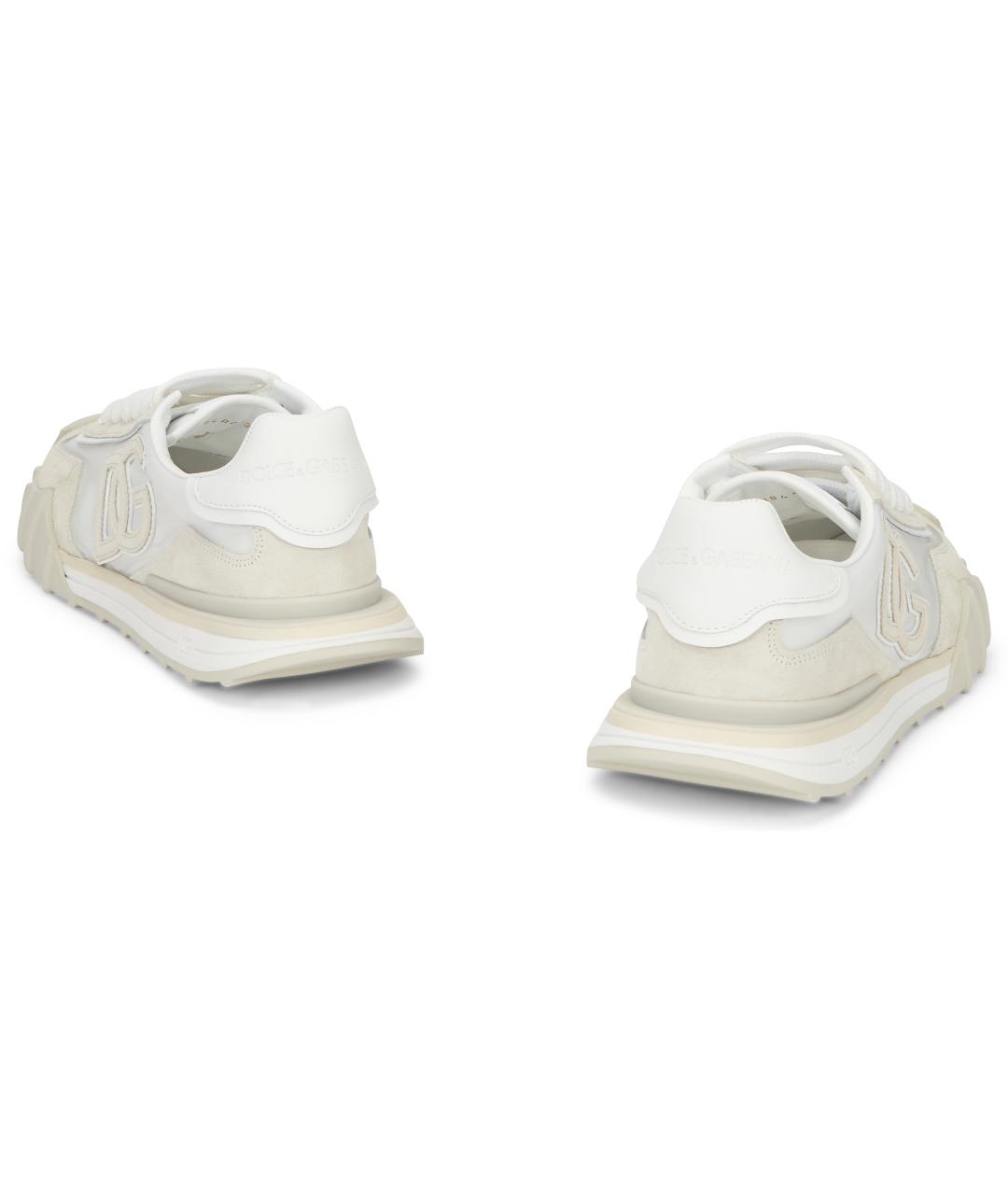 DOLCE&GABBANA Белые кожаные низкие кроссовки / кеды, фото 4