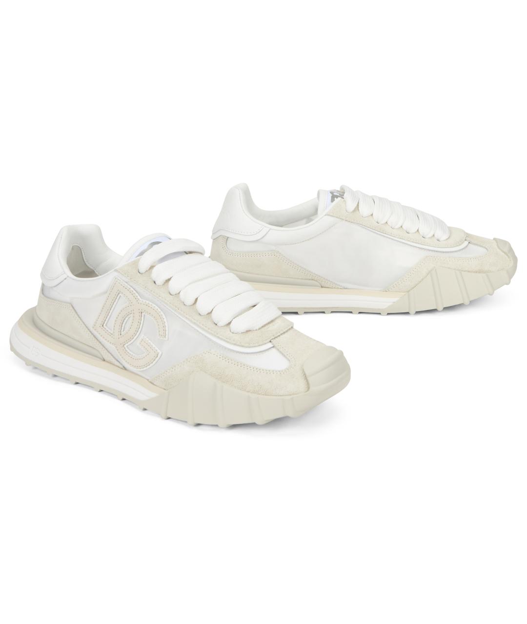 DOLCE&GABBANA Белые кожаные низкие кроссовки / кеды, фото 3