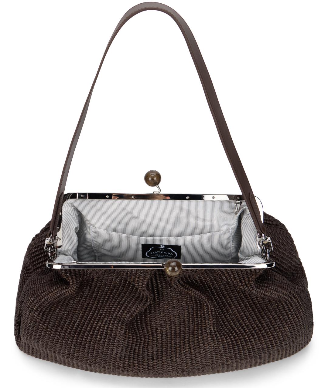 WEEKEND MAX MARA Коричневая синтетическая сумка с короткими ручками, фото 5