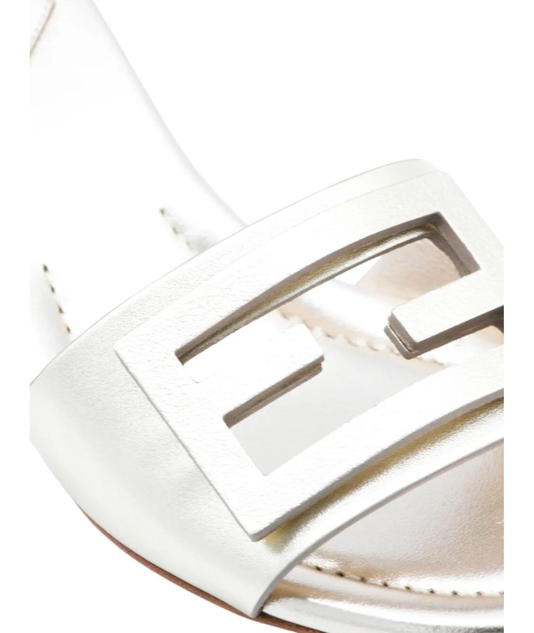 FENDI Золотые кожаные мюли, фото 4