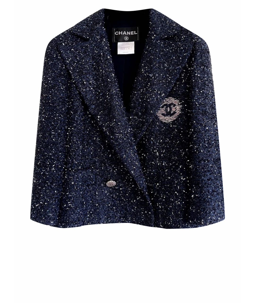 CHANEL PRE-OWNED Темно-синий твидовый жакет/пиджак, фото 1