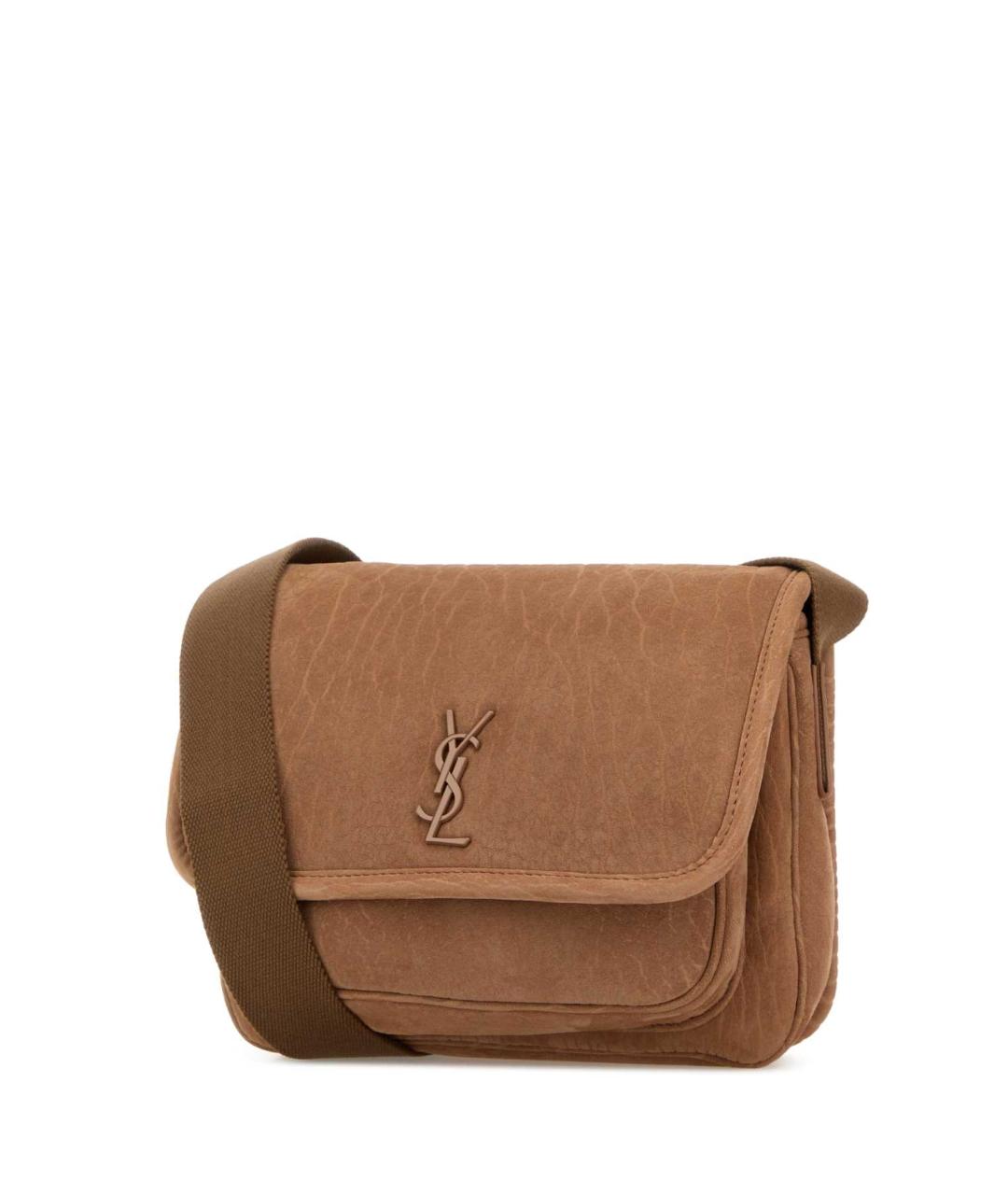 SAINT LAURENT Коричневая кожаная сумка на плечо, фото 2