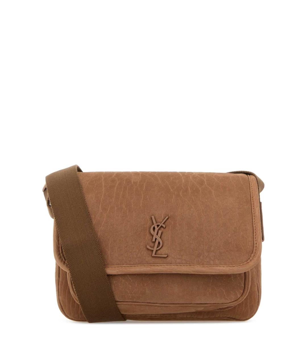 SAINT LAURENT Коричневая кожаная сумка на плечо, фото 1