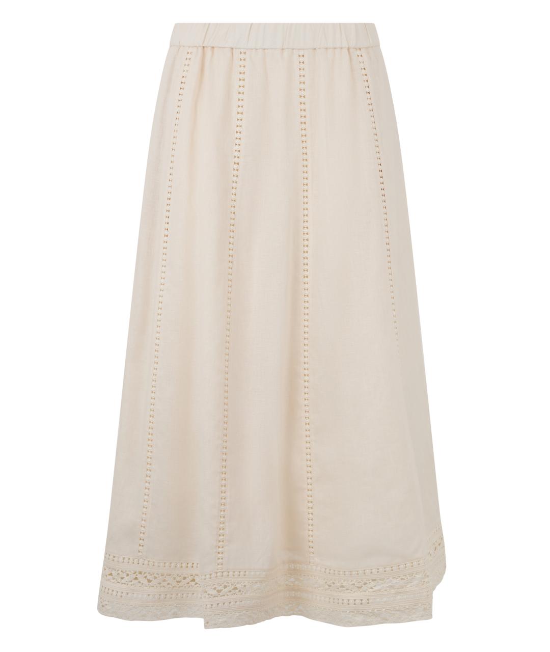 WEEKEND MAX MARA Бежевая льняная юбка миди, фото 1