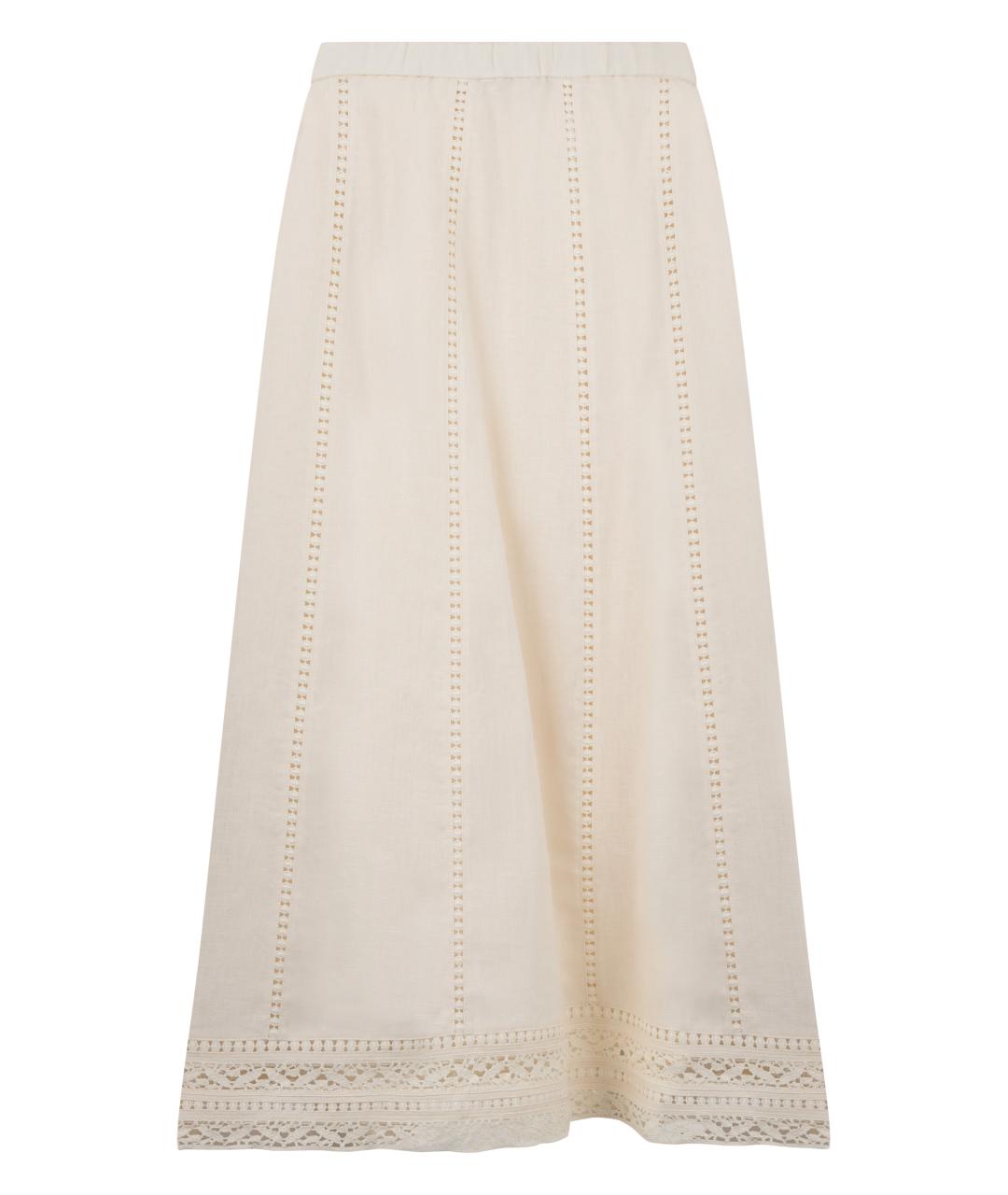 WEEKEND MAX MARA Бежевая льняная юбка миди, фото 2