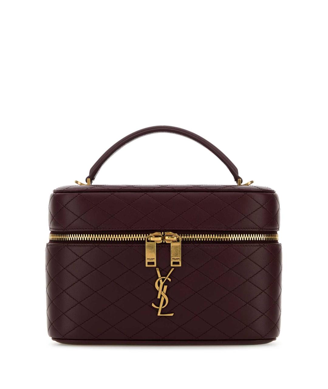 SAINT LAURENT Бордовая кожаная сумка через плечо, фото 1