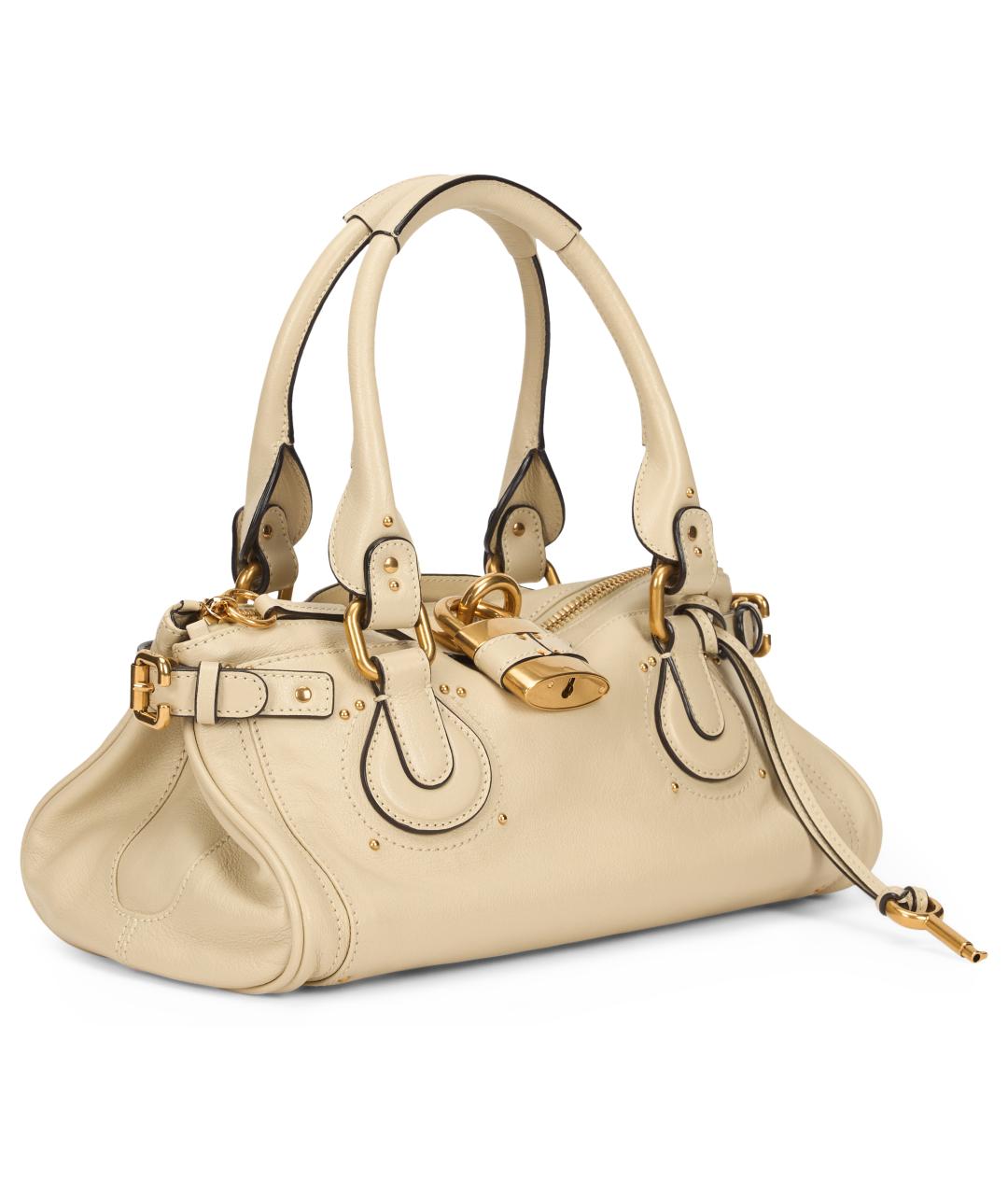 CHLOE Бежевая кожаная сумка с короткими ручками, фото 3